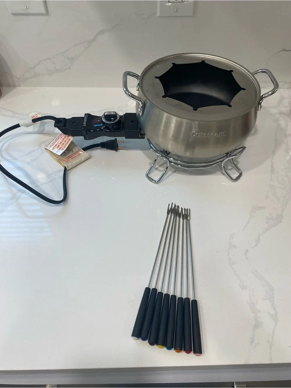 Cuisinart Stainless Steel Fondue Pot with Black Interior
